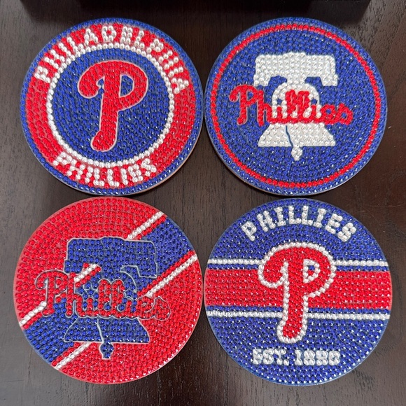 Handmade Other - Philadelphia Phillies Diamond Art Coasters – Set of 4 Gift Ready